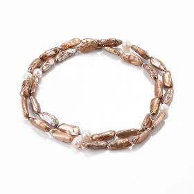 Baroque Freshwater Pearl Jewelry Stick Biwa Pearl Single Strand Necklace 28 inch