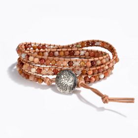 Fashion 3 Wrap Agate Stone Leather Bracelets Handmade Boho Bead Bangle Jewelry Friend Gifts