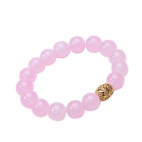 Pretty Pink Chalcedony with Charms Beaded Elastic Bracelet