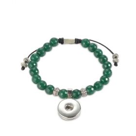 Faceted Green Stone Beaded Adjustable Snap Button Bracelets