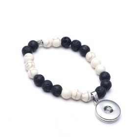 Lava and Howlite Stone Beaded Stretch Snap Button Bracelet for 18mm-20mm Snap Button