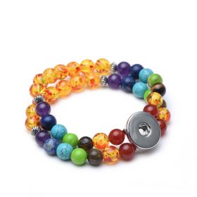 Chakra Gemstone with Amber Snap Button Bracelet Double Layer (Flat Attachment)