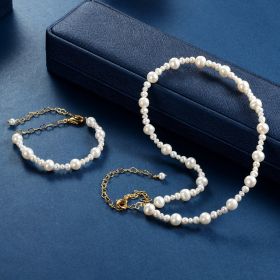 Multi Size White Freshwater Pearl Bridal Necklace Bracelet Jewelry Set