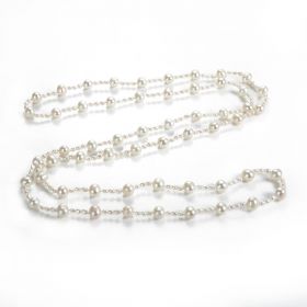 Mixed Sizes White Freshwater Cultured Pearl Strand 42" Necklace