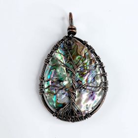 Wire Wrapped Water Drop Natural Abalone Shell Pendant Jewelry For Women