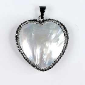 White Mother of Pearl Shell Heart Shaped Pendant