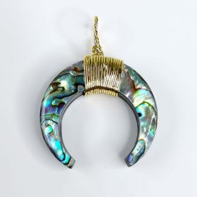 Natural MOP Abalone Shell Crescent Horn Pendant for Making Jewelry