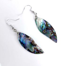 Natural Abalone Paua Shell Leaf Dangle Hook Earrings for Women