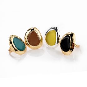 Classic Gold Plated Brass Cat's Eye Stone Finger Ring Multi Color