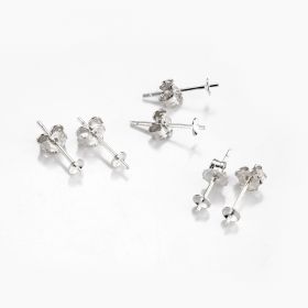 jewelry DIY gift DIY-EP074 earring blank earring mounting for pearl or gem Big version 1 pair solid 925 sterling silver earring setting