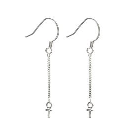 925 Sterling Silver Fish Hook Wire Dangle Earrings Mountings PM64