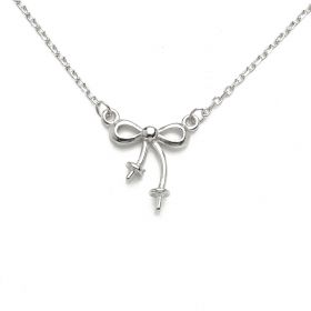 Bowknot 19" 925 Sterling Silver Chain for Pearl Pendant Finding/Fitting/Mounting