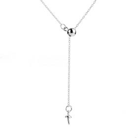 925 Sterling Silver Simple Chain Necklace with Pearl Pendant Blank Base