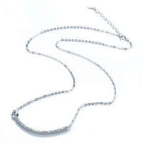 Simple Stylish 925 Sterling Silver Necklace Chain for Women Jewelry with DIY Pearl Base Seat