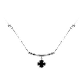 925 Sterling Silver Pendant Necklace Four Clover Lucky Chain Choker Necklace