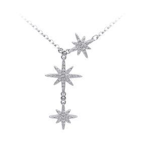 Sterling Silver Starfish & Star & Floral Pendant Necklace 18"