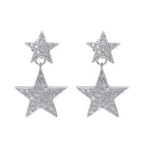 Fashion 925 Pure Silver Zircon crystal five-point star Jewelry Ear Stud Earrings for Women