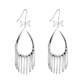 Sterling Silver Teardrop Multi Circle Dangling Chandelier Earrings Fashion Bohemian Jewelry
