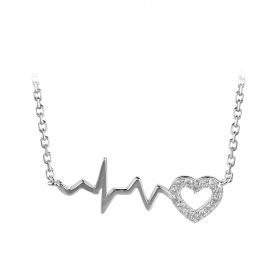 Unique 925 Sterling Silver Heartbeat Curve Love Necklace Chain 16-18 inch Adjustable