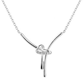 Unique Crossed Knot Design Pendant Sterling Silver Necklace Chain Collar Fashion Jewelry 16.5"