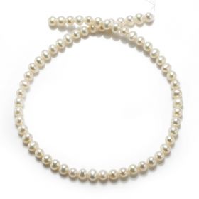 7-8mm Off-Round White Freshwater Pearl Loose Pearls Strand