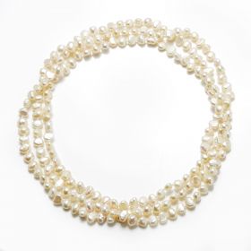 6-7mm, 7-8mm Nugget White Freshwater Pearl Rope Strands Necklace