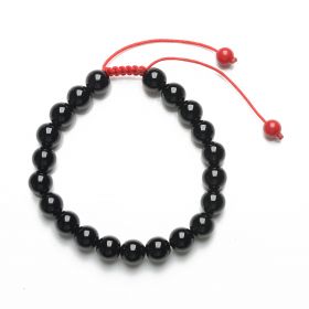 8mm Black Agate Beads Tibetan Buddhist Mala Bracelet for Meditation Rosary 