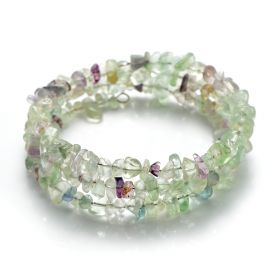 Fluorite Chips Memory Wire Bracelet Coil Bangles for Young Girls Gift