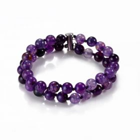 8mm Purple Agate Stone Double Strand Bracelet Jewelry Gift Gemstone Beaded Bracelet 8 Inch