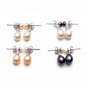 Teardrop Freshwater Pearls 925 Sterling Silver Earring Different Colors Eardrop