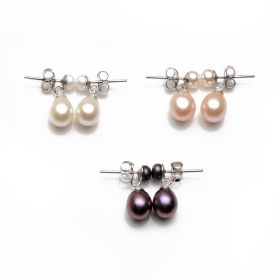 Classic 925 Sterling Silver Freshwater Cultured Pearl Teardrop Dangle Earrings