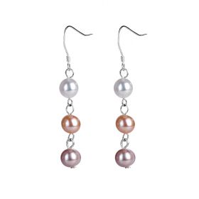 Hand Made Drop 7-8mm Colorful Pearl Earrings Wholesale