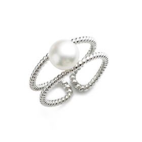 7.5-8 mm Freshwater Pearls 925 Silver Twisted Ring Wedding Bands