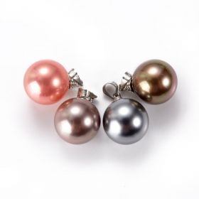 Multi Color 14mm Round Shell Pearl Copper Pendant for Women DIY Jewelry without Chain