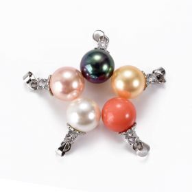 Single 12mm Round Shell Pearl Copper Pendant Multi Colors without Chain