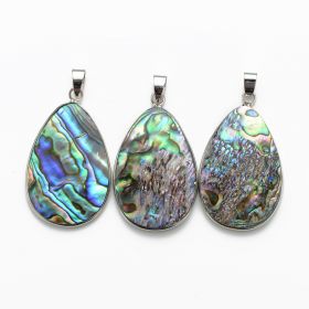 Simple Oval Teardrop Cut Abalone Shell Pendant for DIY Necklace Jewelry