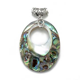 Oval Hollow Abalone Shell Pendant Bead For Charming Necklace Jewelry Making