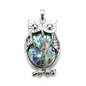 Cute Owl Abalone Shell Pendant Necklace Jewelry Making DIY Findings Animal Pendant