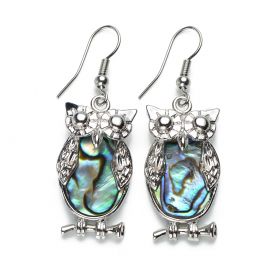 Cute Owl Charm Abalone Shell Earrings Ladies Jewelry