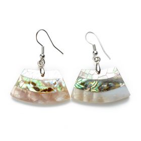 Fancy White Shell with Abalone Shell Earrings Ladies Jewelry