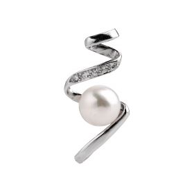 Freshwater Cultured Pearl 925 Sterling Silver Pendant with Zircon Studded