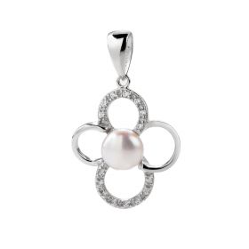 8-9mm Bread Freshwater Pearl 925 Sterling Silver Chic Flower Pendant for DIY Necklace Jewelry