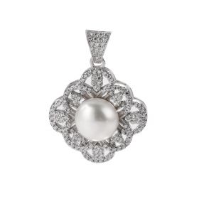 Shiny 925 Sterling Silver Sunflower Pendant with Single Pearl Fine Jewelry Gift for Women