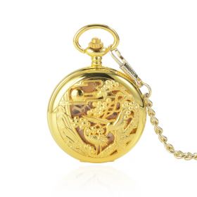 Luxury Golden Carving Double Crane Pocket Watch for Unisex Skeleton Mechanical Watches Gift