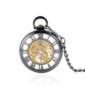 Mechanical Skeleton Pocket Watch Steampunk Hand Winding Open Face Fob Watches for Men