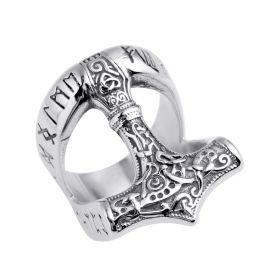Stainless Steel Norse Viking Nordic Myth Thor Hammer High Quality Fashion Ring Fashion Jewelry 