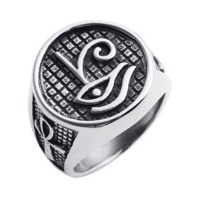Silver Black Punk Vintage Men Jewelry Unique Symbol Design Stainless Steel Ring