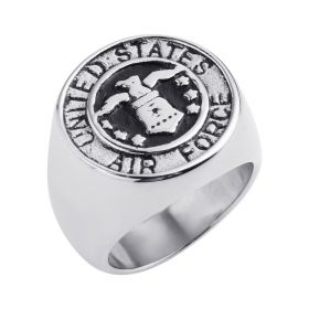  Stainless Steel Jewelry United States Air Force Military Ring for Motor Biker Men