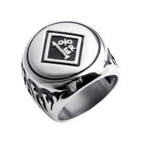 Gothic Punk Style 1% ER Stainless Steel Men's Biker Flame Ring Silver Black