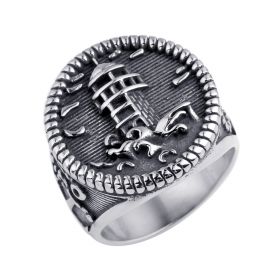 Anchor Lighthouse Biker Ring Stainless Steel Jewelry Classic Vintage Beacon Motor Men Ring